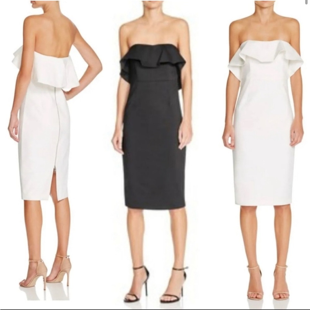 Bardot Strapless Ruffle Top Dress Black Size XS